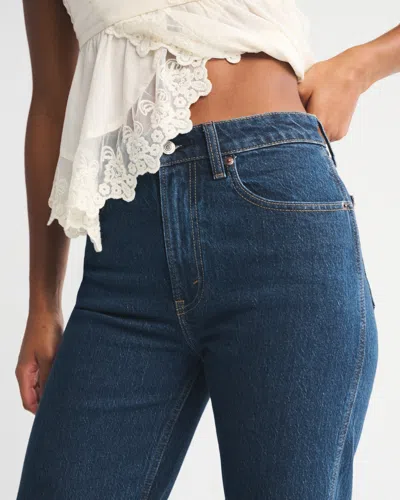 Abercrombie & Fitch Curve Love High Rise 90s Relaxed Split-vent Hem Jean In Blue