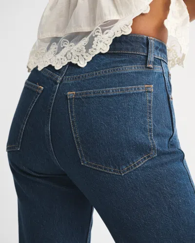 Abercrombie & Fitch Curve Love High Rise 90s Relaxed Split-vent Hem Jean In Blue