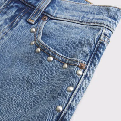 Abercrombie & Fitch High Rise 90s Relaxed Studded Jean In Blue