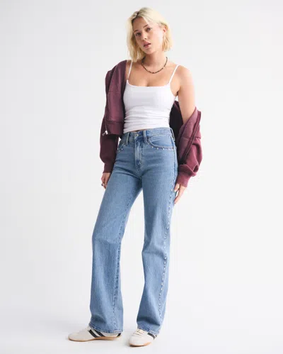 Abercrombie & Fitch High Rise 90s Relaxed Studded Jean In Blue