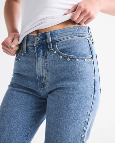 Abercrombie & Fitch High Rise 90s Relaxed Studded Jean In Blue