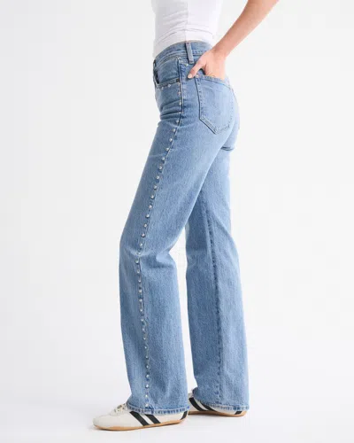 Abercrombie & Fitch High Rise 90s Relaxed Studded Jean In Blue
