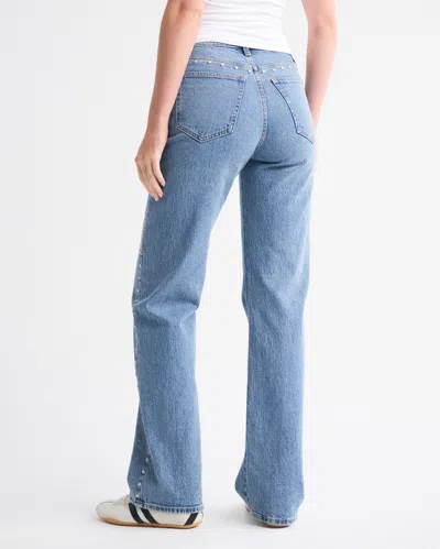 Abercrombie & Fitch High Rise 90s Relaxed Studded Jean In Blue