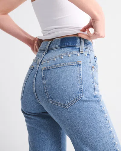 Abercrombie & Fitch High Rise 90s Relaxed Studded Jean In Blue