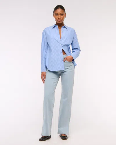 Abercrombie & Fitch Curve Love High Rise 90s Relaxed Split-vent Hem Jean In Blue