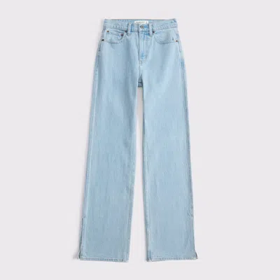Abercrombie & Fitch Curve Love High Rise 90s Relaxed Split-vent Hem Jean In Blue
