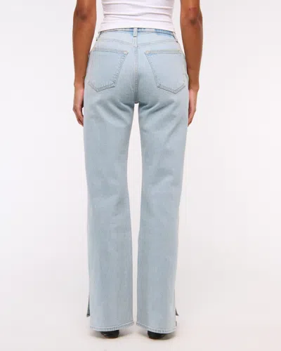 Abercrombie & Fitch Curve Love High Rise 90s Relaxed Split-vent Hem Jean In Blue