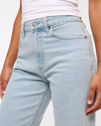 Abercrombie & Fitch Curve Love High Rise 90s Relaxed Split-vent Hem Jean In Blue