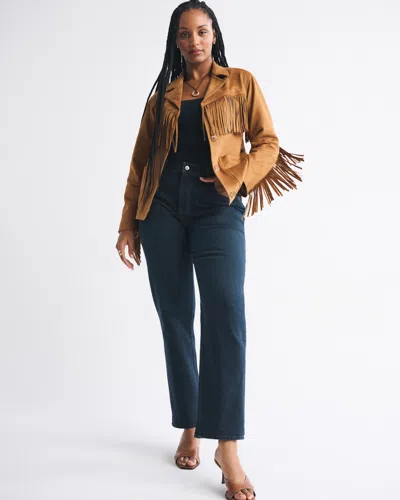 Abercrombie & Fitch Curve Love Mid Rise 90s Straight Jean In Blue