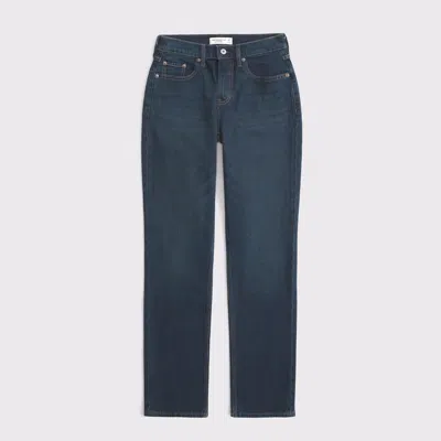 Abercrombie & Fitch Curve Love Mid Rise 90s Straight Jean In Blue