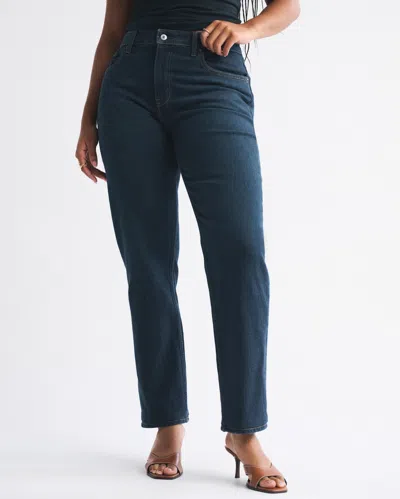 Abercrombie & Fitch Curve Love Mid Rise 90s Straight Jean In Blue
