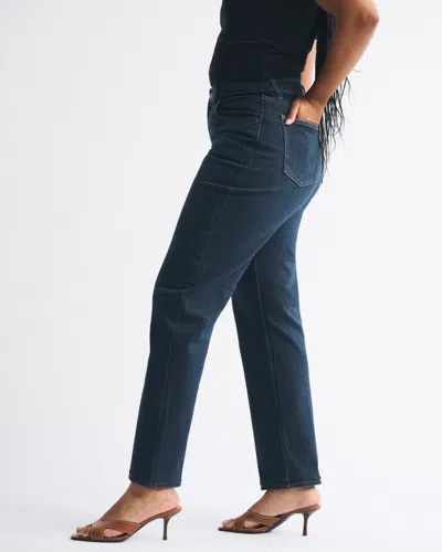 Abercrombie & Fitch Curve Love Mid Rise 90s Straight Jean In Blue