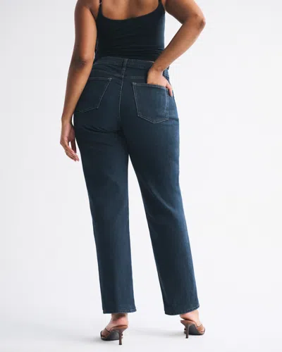 Abercrombie & Fitch Curve Love Mid Rise 90s Straight Jean In Blue