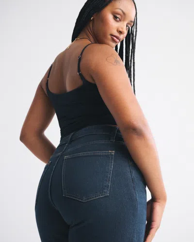 Abercrombie & Fitch Curve Love Mid Rise 90s Straight Jean In Blue