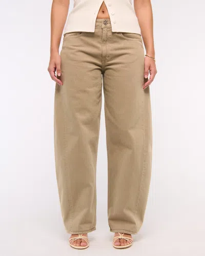 Abercrombie & Fitch Curve Love Mid Rise Barrel Jean In Brown