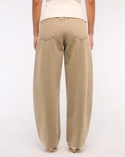 Abercrombie & Fitch Curve Love Mid Rise Barrel Jean In Brown