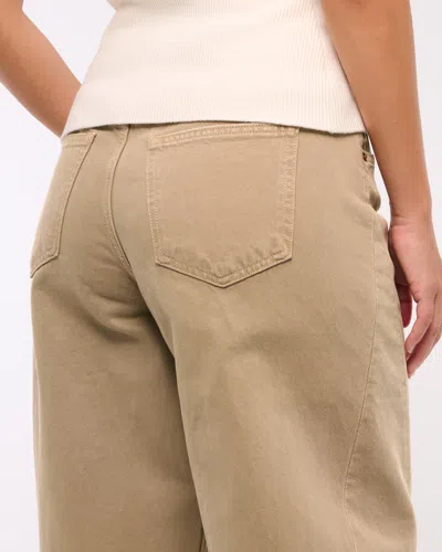 Abercrombie & Fitch Curve Love Mid Rise Barrel Jean In Brown