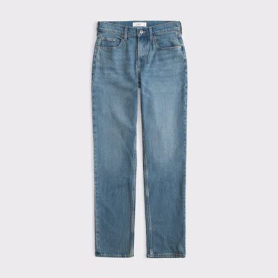 Abercrombie & Fitch Curve Love Mid Rise 90s Straight Jean In Blue