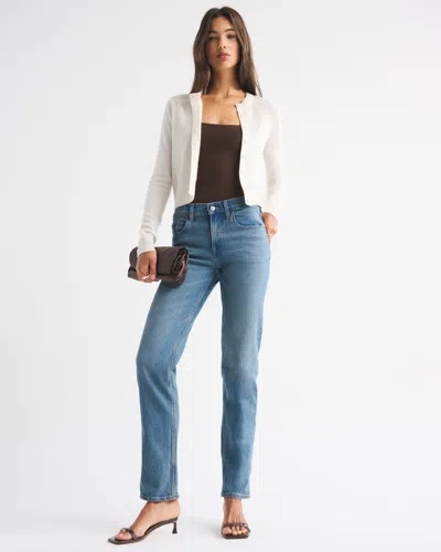 Abercrombie & Fitch Mid Rise 90s Straight Jean In Blue