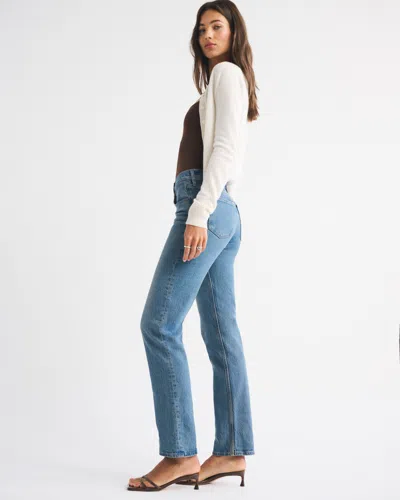 Abercrombie & Fitch Mid Rise 90s Straight Jean In Blue