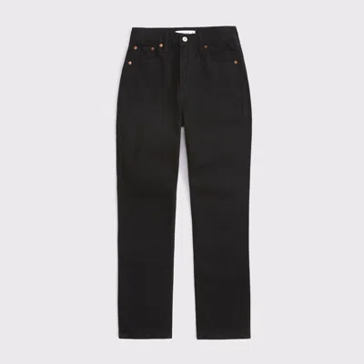 Abercrombie & Fitch Curve Love Ultra High Rise Ankle Straight Jean In Black