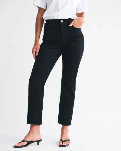 Abercrombie & Fitch Curve Love Ultra High Rise Ankle Straight Jean In Black