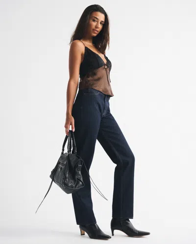 Abercrombie & Fitch Curve Love Ultra High Rise 90s Straight Jean In Blue