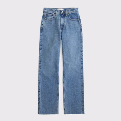 Abercrombie & Fitch Curve Love High Rise 90s Relaxed Frayed Hem Jean