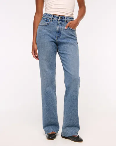 Abercrombie & Fitch Curve Love High Rise 90s Relaxed Frayed Hem Jean