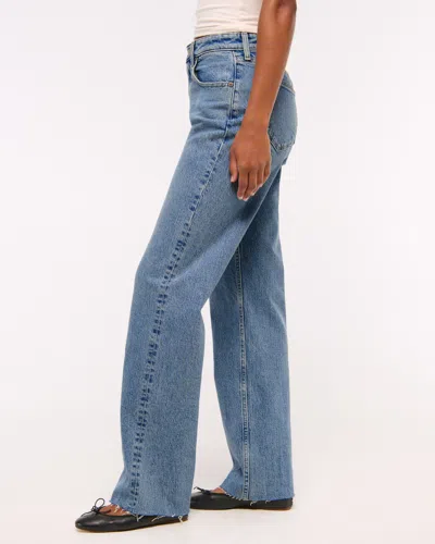 Abercrombie & Fitch Curve Love High Rise 90s Relaxed Frayed Hem Jean