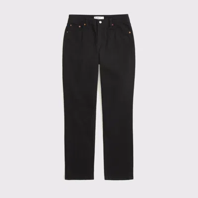 Abercrombie & Fitch Curve Love Mid Rise 90s Straight Jean In Black