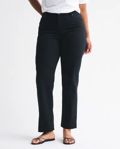 Abercrombie & Fitch Curve Love Mid Rise 90s Straight Jean In Black