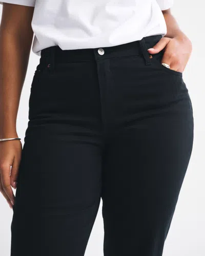 Abercrombie & Fitch Curve Love Mid Rise 90s Straight Jean In Black