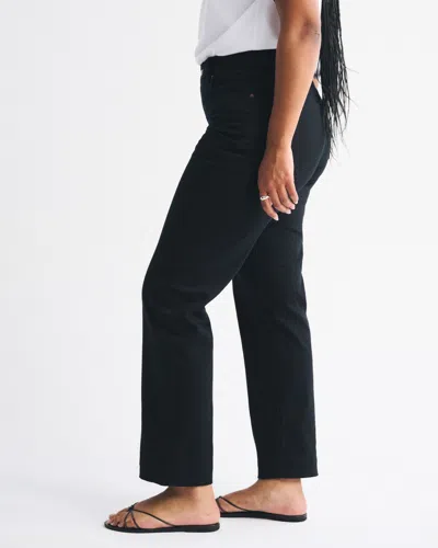 Abercrombie & Fitch Curve Love Mid Rise 90s Straight Jean In Black