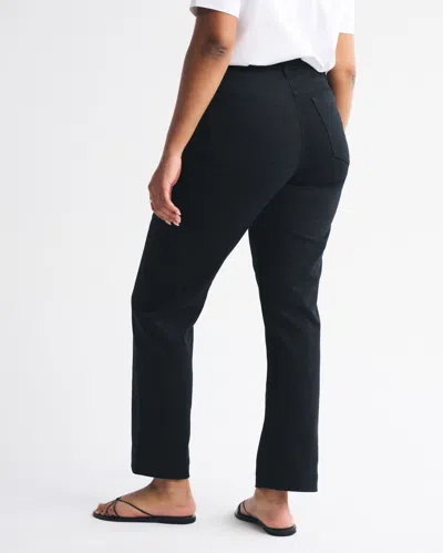 Abercrombie & Fitch Curve Love Mid Rise 90s Straight Jean In Black