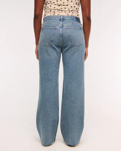 Abercrombie & Fitch High Rise 90s Relaxed Frayed Hem Jean In Blue