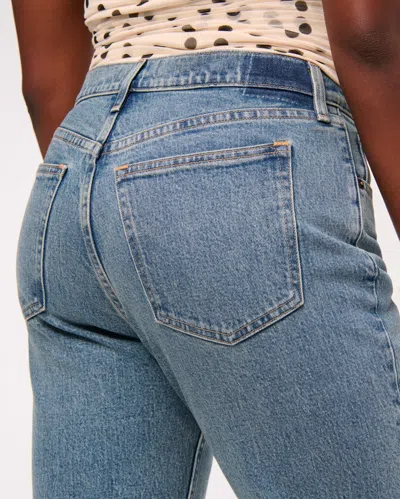 Abercrombie & Fitch High Rise 90s Relaxed Frayed Hem Jean In Blue