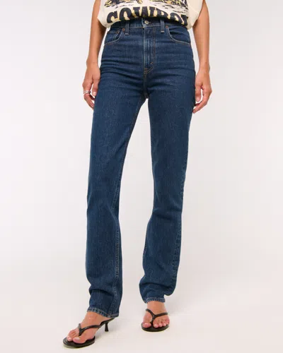 Abercrombie & Fitch Ultra High Rise 90s Straight Jean In Blue