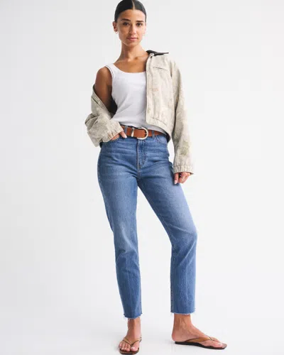 Abercrombie & Fitch Curve Love Ultra High Rise Ankle Straight Jean In Blue