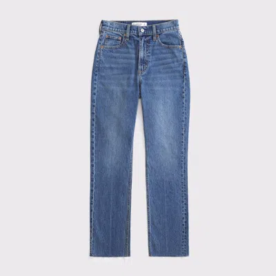 Abercrombie & Fitch Curve Love Ultra High Rise Ankle Straight Jean In Blue