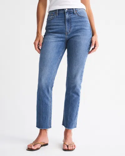Abercrombie & Fitch Curve Love Ultra High Rise Ankle Straight Jean In Blue