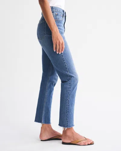 Abercrombie & Fitch Curve Love Ultra High Rise Ankle Straight Jean In Blue