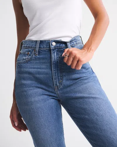 Abercrombie & Fitch Curve Love Ultra High Rise Ankle Straight Jean In Blue