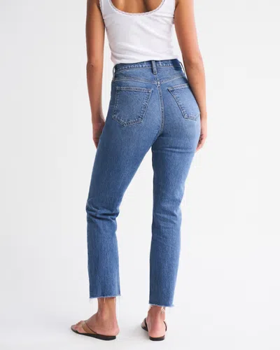 Abercrombie & Fitch Curve Love Ultra High Rise Ankle Straight Jean In Blue