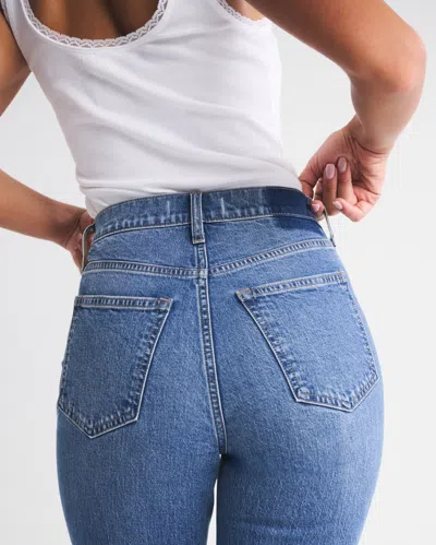 Abercrombie & Fitch Curve Love Ultra High Rise Ankle Straight Jean In Blue