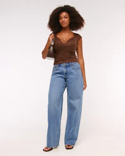 Abercrombie & Fitch Curve Love Low Rise Ultra Loose Jean In Blue