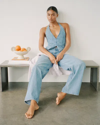 Abercrombie & Fitch Curve Love Low Rise Ultra Loose Jean In Blue