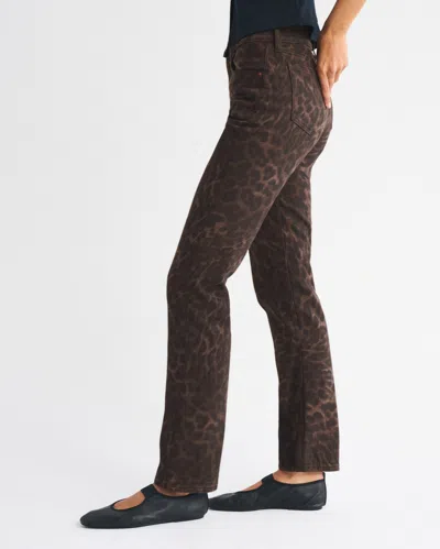 Abercrombie & Fitch Mid Rise 90s Straight Leopard Print Jean In Brown