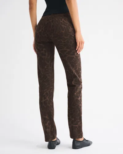 Abercrombie & Fitch Mid Rise 90s Straight Leopard Print Jean In Brown