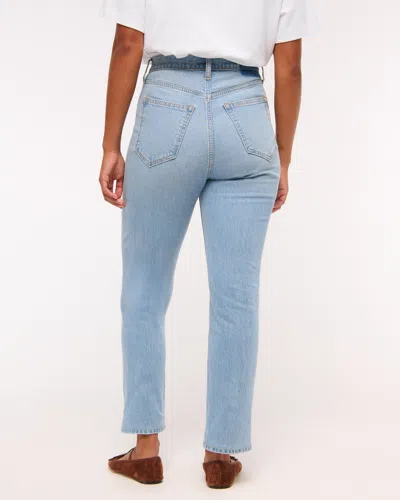 Abercrombie & Fitch Curve Love Ultra High Rise Ankle Straight Jean In Brown